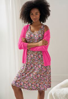 Stretch Jersey Knit Sleeveless Scoop Neck Fit and Flare Dress