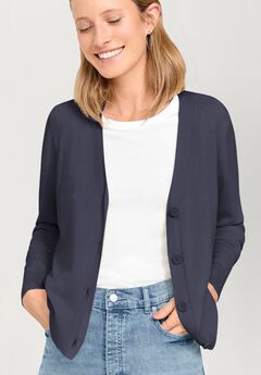 Lightweight Fine Knit Relaxed V-Neck Boxy Cardigan