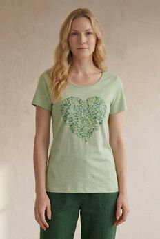 100% Cotton Jersey Slub Scoopneck Short Sleeve Graphic Tee
