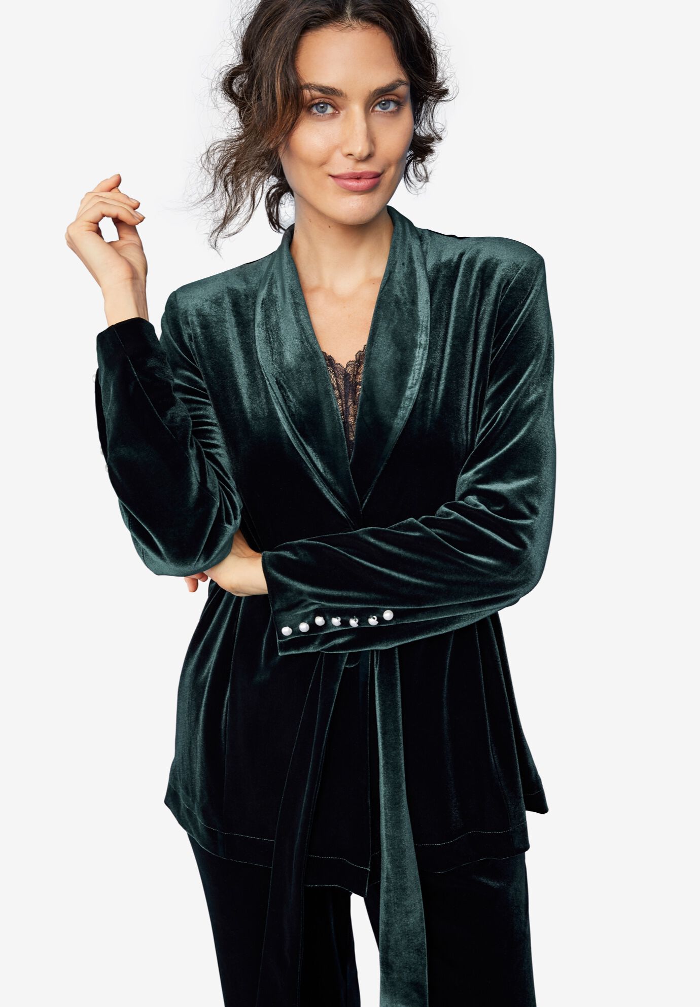 Velvet Belted Blazer Catherines