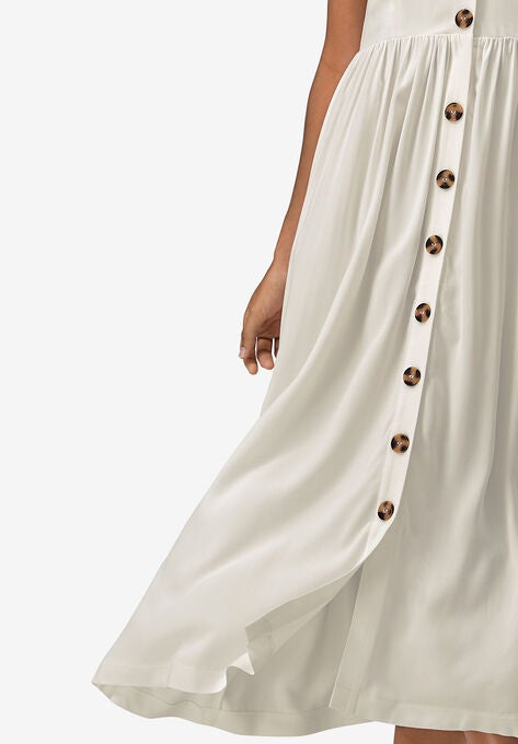 Button-Front A-Line Dress, , alternate image number null