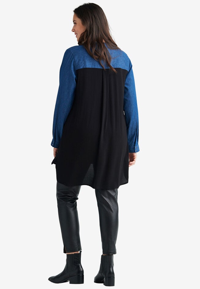 Denim Trim Shirt, , on-hover image number 1