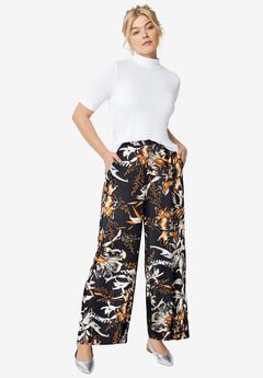 Wide-Leg Soft Pants with Back Elastic