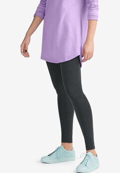 Cotton Spandex Elastic Waist Full Length Leggings