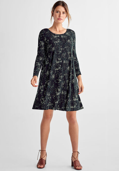 Chelsea Knit Dress, BLACK EVERGREEN PRINT, hi-res image number null