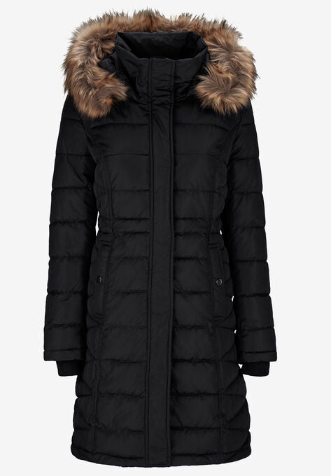 Faux Fur Trim Puffer, , alternate image number null