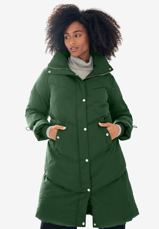 Funnel Neck Puffer With Back Drawstring, , alternate image number null