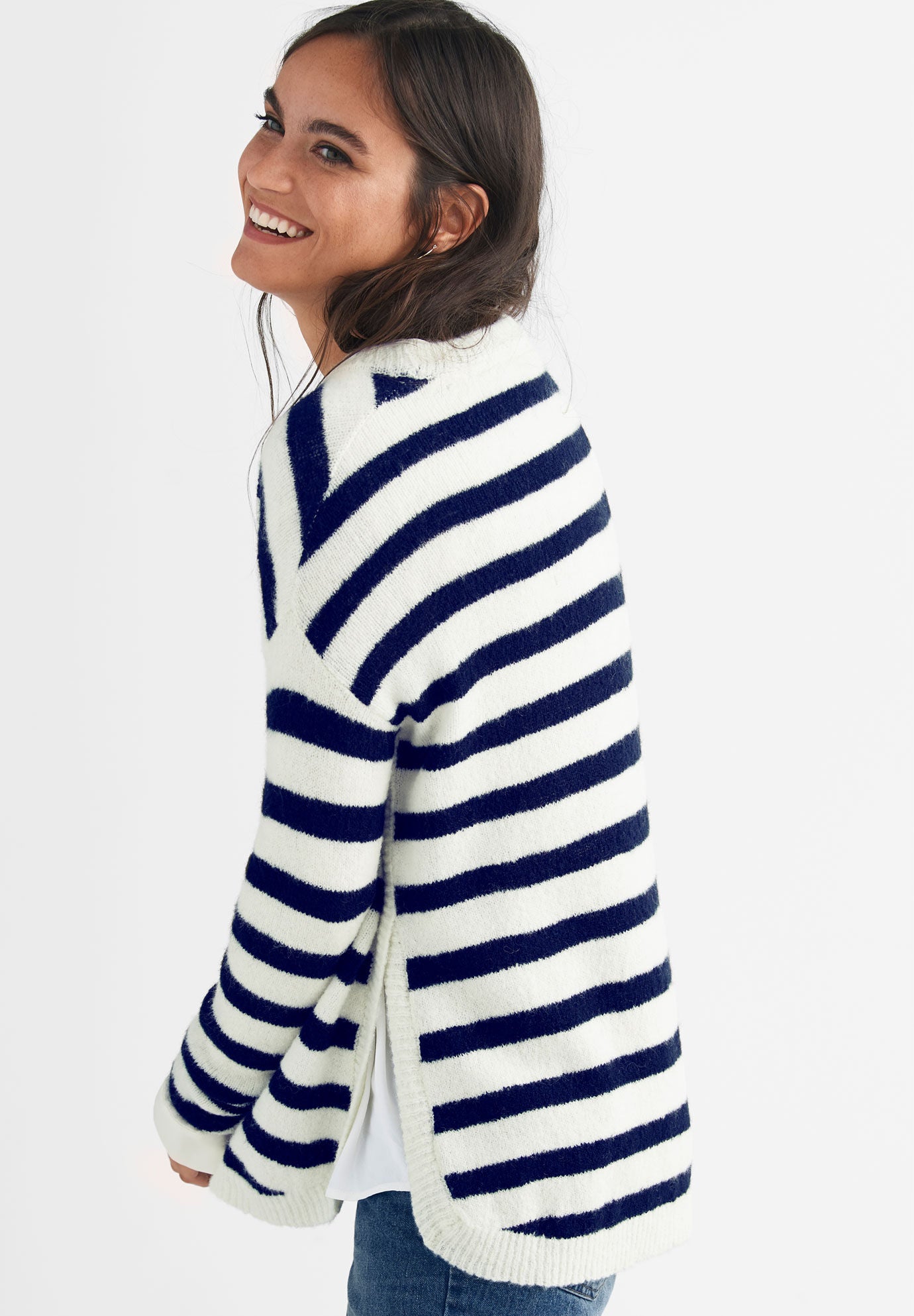 Striped online tunic sweater