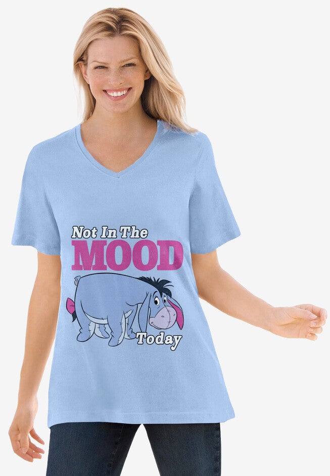 Disney Short Sleeve V-neck Eeyore Mood Tee, BLUE EEYORE, hi-res image number null