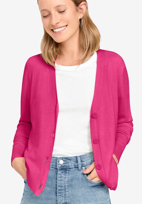 Boxy Cardigan, RASPBERRY SORBET, hi-res image number null