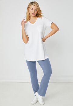 Cotton Spandex Full Length Bootcut Flat Waistband Leggings