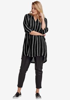 Notch Neck Crinkle Tunic
