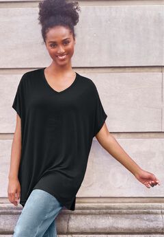 Stretch Knit Scoop Neck Oversized Tunic