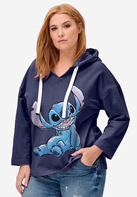 Disney Sweatshirt Hoodie, NAVY HAPPY STITCH, hi-res image number null