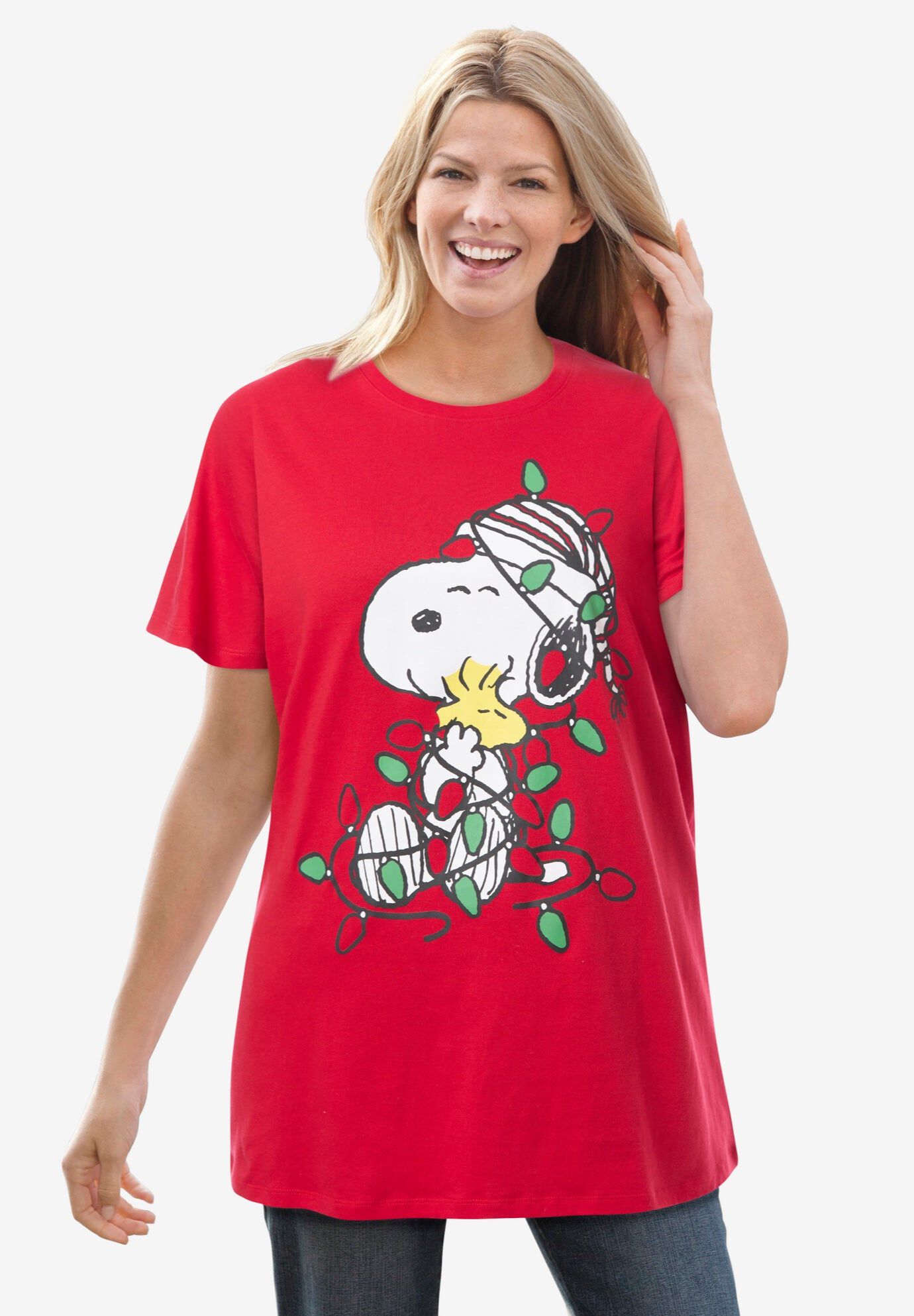 Peanuts Red Snoopy Light Tee, RED SNOOPY LIGHTS, hi-res image number 0