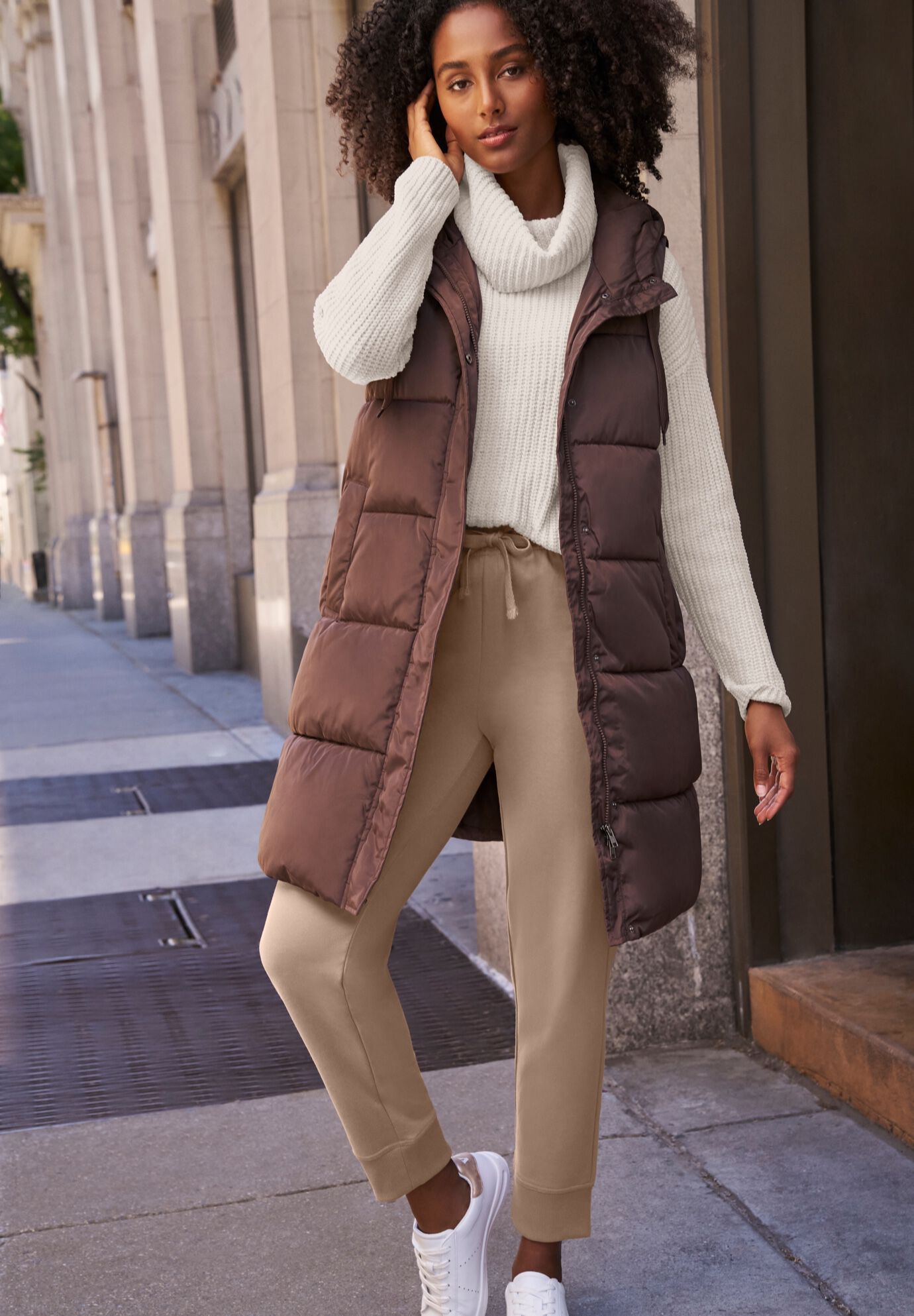 Ellos Studio French Terry Drawstring Elastic Waistband Jogger, , alternate image number 3