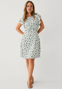 Textured Knit Tie Back Fit & Flare Dress