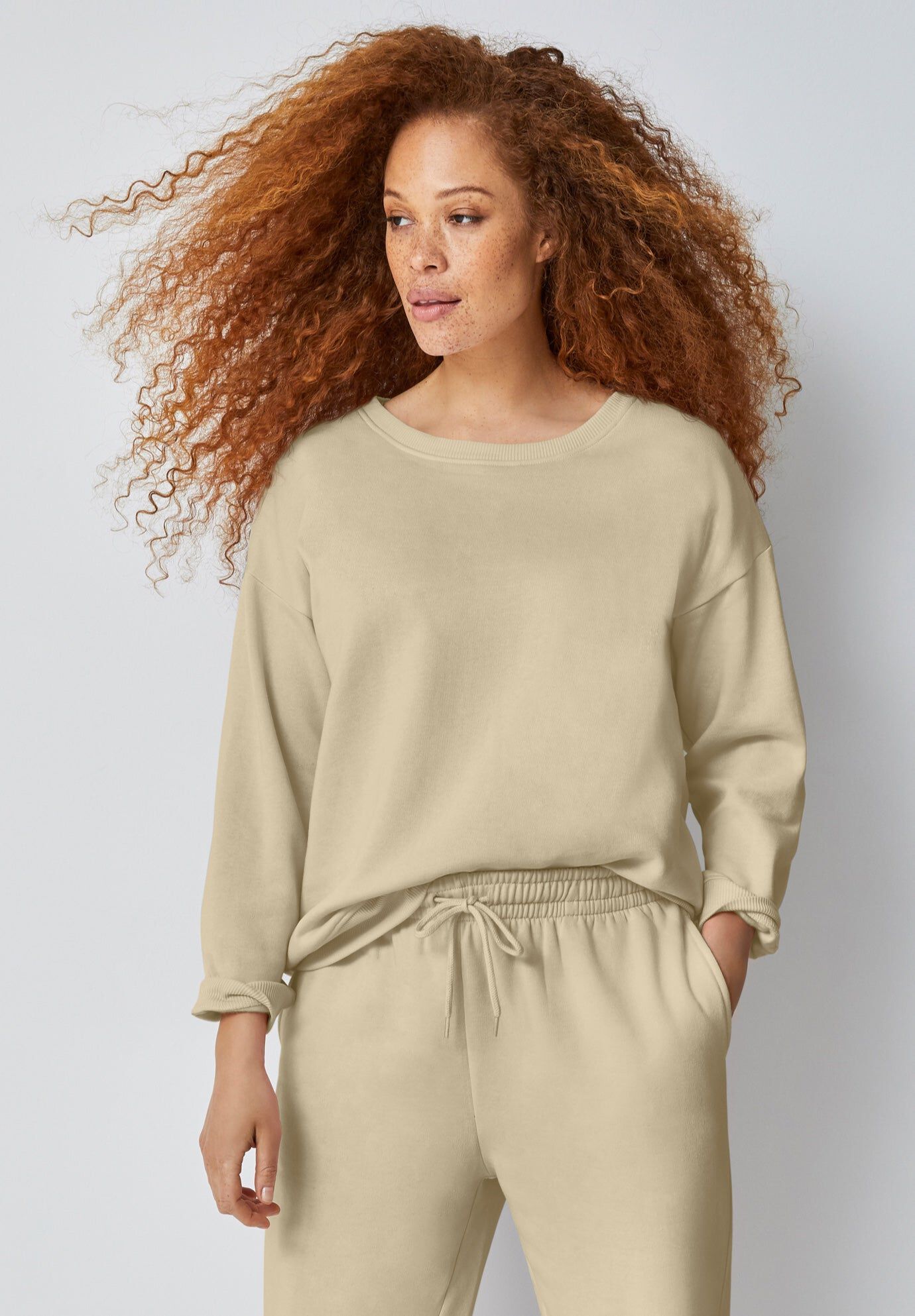 Boxy Fleece Sweatshirt, DESERT SAGE, hi-res image number 0