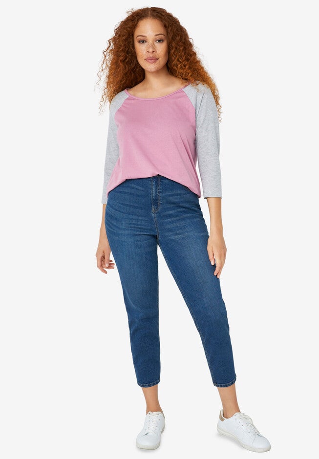 High-Waisted Mom Jeans, MEDIUM STONEWASH, hi-res image number null