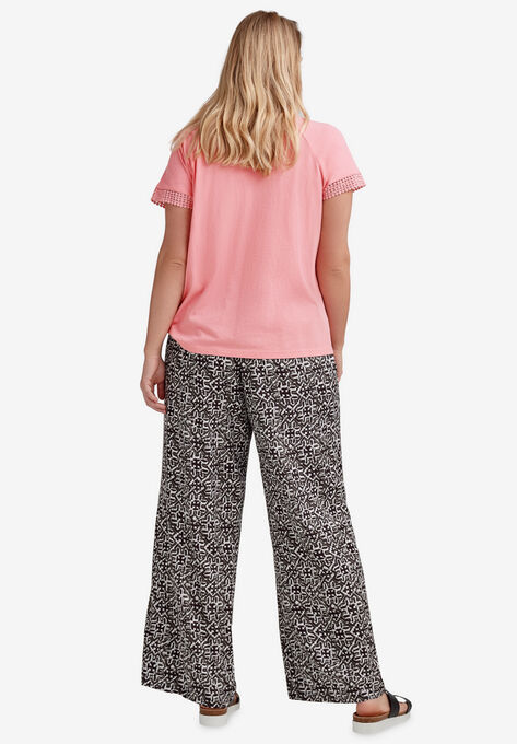 Wide-Leg Soft Pants with Back Elastic, , on-hover image number null
