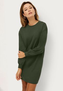 French Terry Blouson Sleeve Sweatshirt Tunic Dress