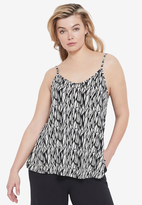 A-line Print Tank, BLACK IVORY PRINT, hi-res image number null