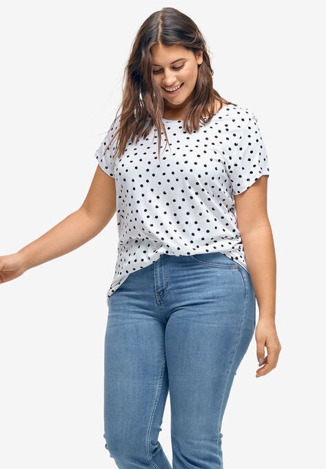 Printed cap sleeve tee, , alternate image number null