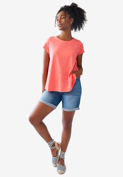 Stretch Denim Mid-rise Boyfriend Shorts
