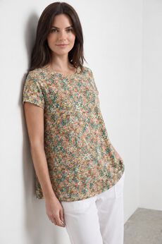 Cotton Jersey Slub Cap Sleeve Trapeze Tee