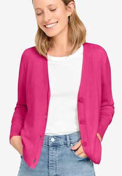 Lightweight Fine Knit Relaxed V-Neck Boxy Cardigan