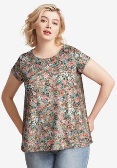 Cotton Jersey Slub Cap Sleeve Trapeze Tee