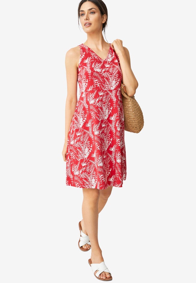 Sleeveless Knit Fit & Flare Dress, , alternate image number 1