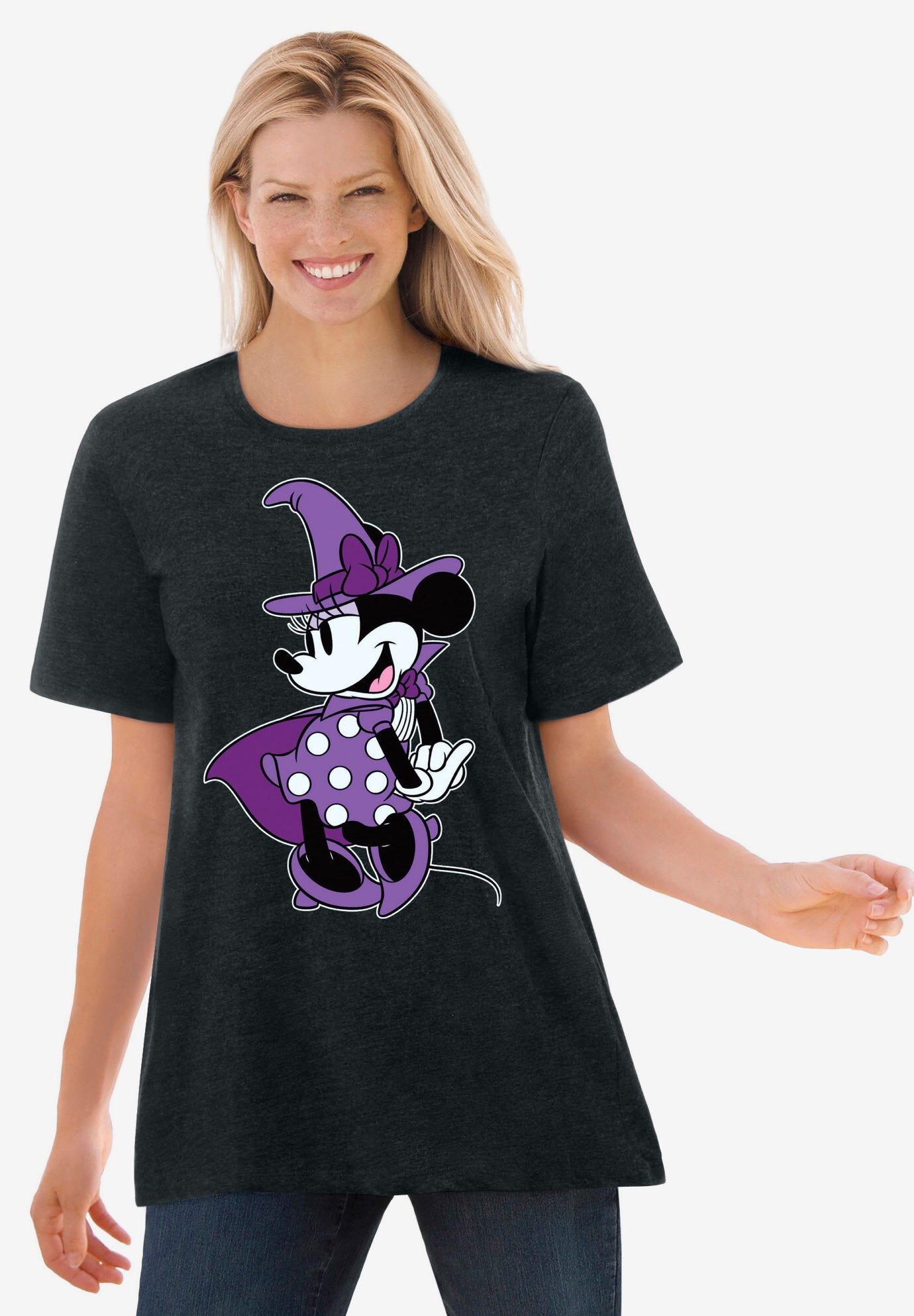 Disney Heather Charcoal Minnie Witch Tee, HEATHER CHARCOAL MINNIE WITCH, hi-res image number 0