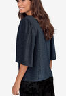 Glitter Knit Flutter Sleeve Tee, , on-hover image number null