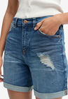 Denim Boyfriend Shorts, MEDIUM BLUE DISTRESSED, hi-res image number null