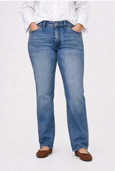 Stretch Mid-rise Adjustable Waist Straight Jean