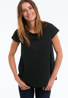 Cotton Jersey Slub Cap Sleeve Trapeze Tee