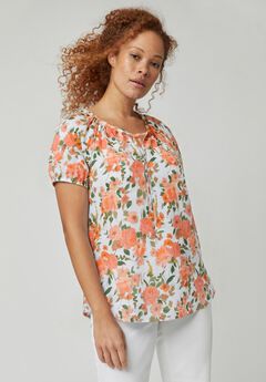 Keyhole Neckline Peasant Blouse