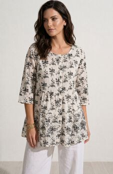 Tiered Floral 3/4 Sleeve Tunic