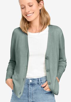 Lightweight Fine Knit Relaxed V-Neck Boxy Cardigan