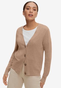 Lightweight Fine Knit Relaxed V-Neck Boxy Cardigan