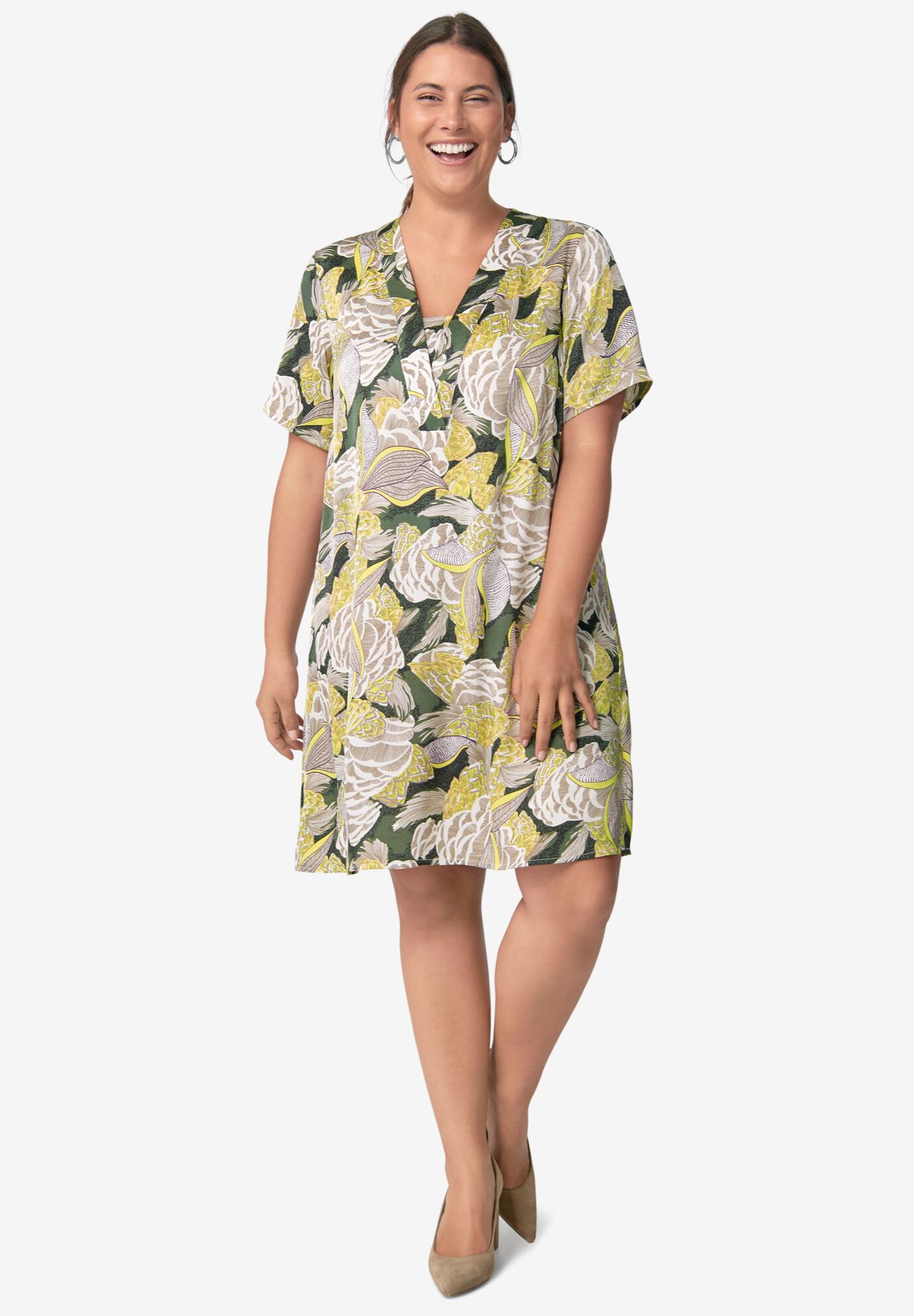 v neck linen shift dress