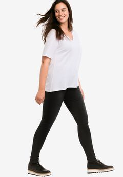 Stretch Denim Mid-rise Pull-on 4 Pocket Jeggings