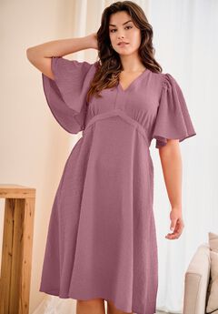 V-Neck Fit and Flare Tie Back Midi Dress