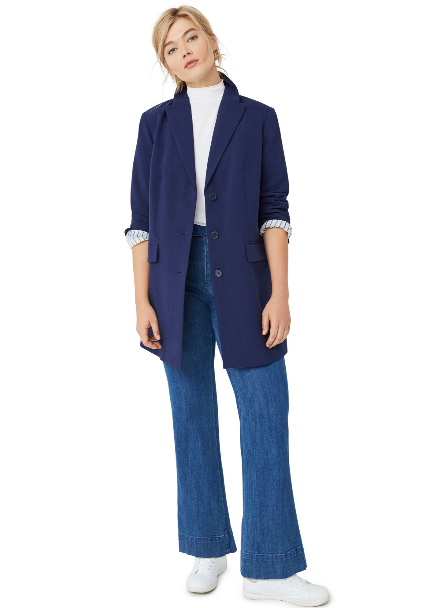 High-Waist Wide-Leg Stretch Jeans, , alternate image number 3