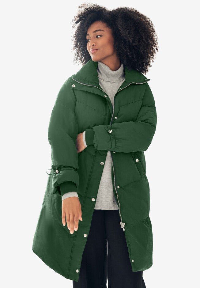 Funnel Neck Puffer With Back Drawstring, , alternate image number null