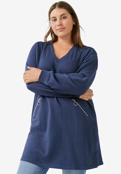 Zip Pocket French Terry Sweatshirt Tunic