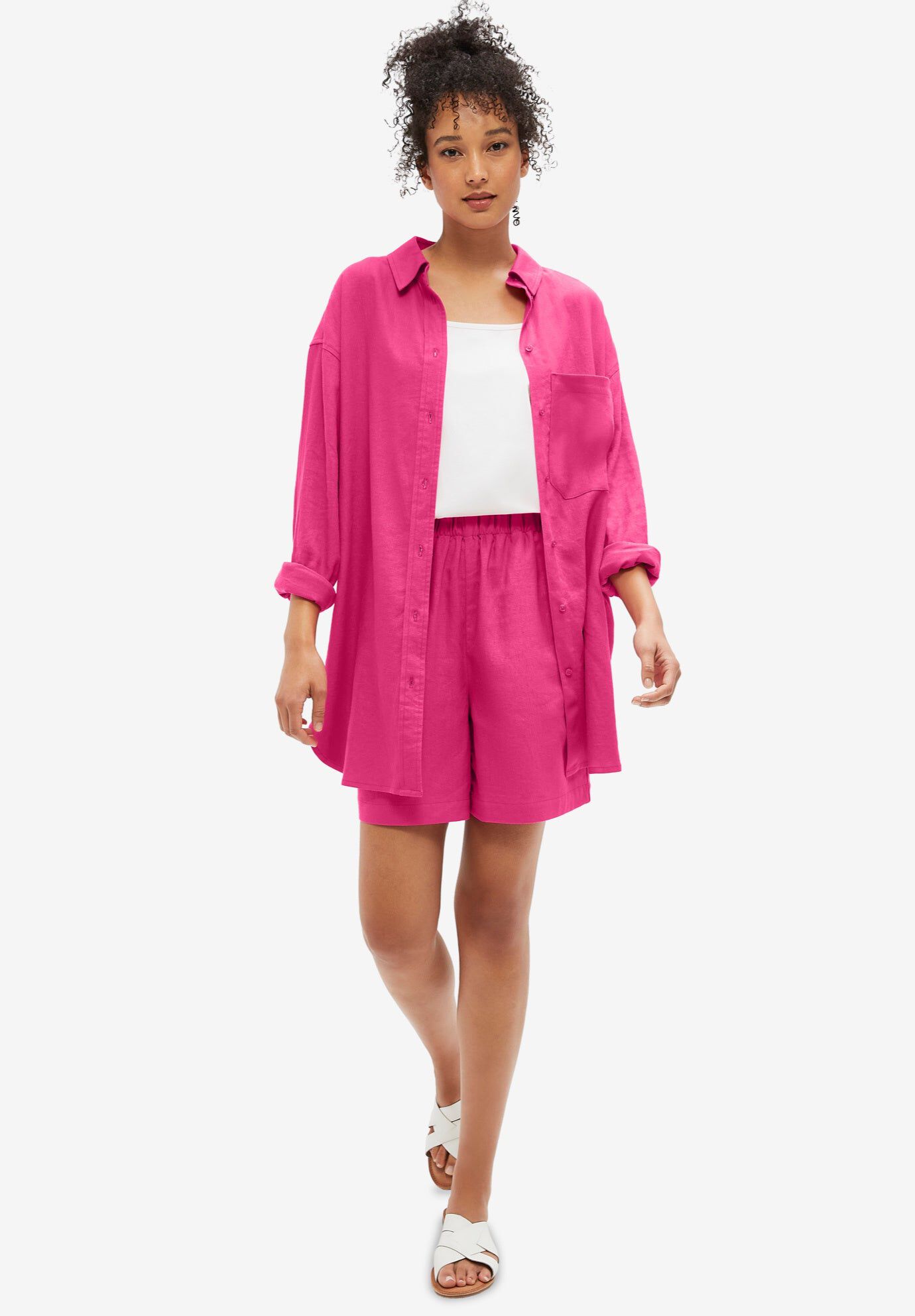 Oversized Linen-Blend Boyfriend Shirt