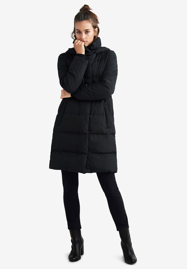 Long Hooded Puffer, BLACK, hi-res image number 0
