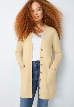Long Button Front Cardigan